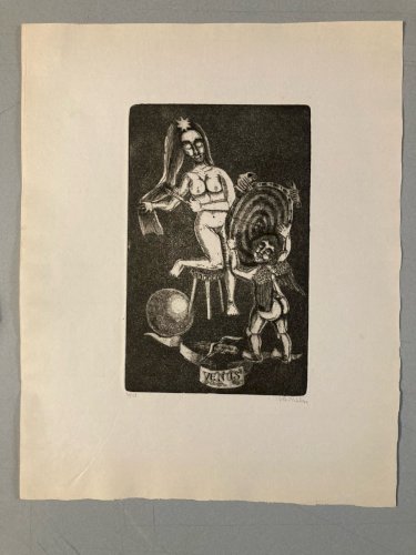 gravure Surréaliste Signé A Identifier 1980 Surréalisme XXe Femme Art