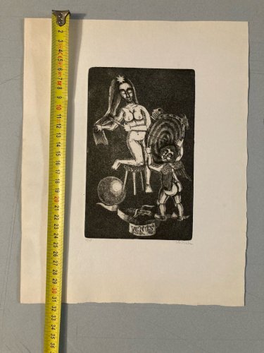 gravure Surréaliste Signé A Identifier 1980 Surréalisme XXe Femme Art
