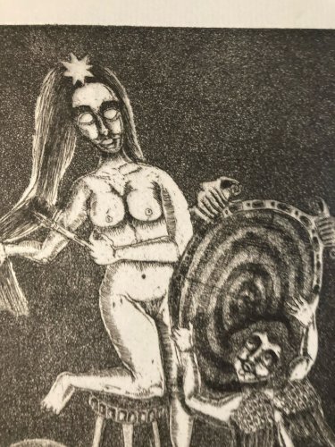 gravure Surréaliste Signé A Identifier 1980 Surréalisme XXe Femme Art