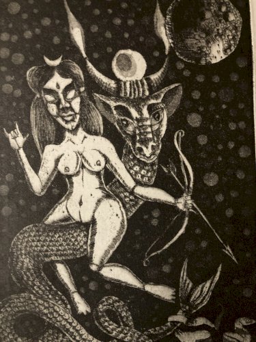 gravure Surréaliste Signé A Identifier 1980 Surréalisme XXe Lune Art