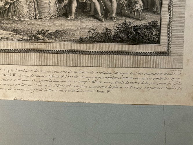 Gravure XIX 1810 Antique Henri IV Et Catherine De Médicis Estampe Ancien Dambrun