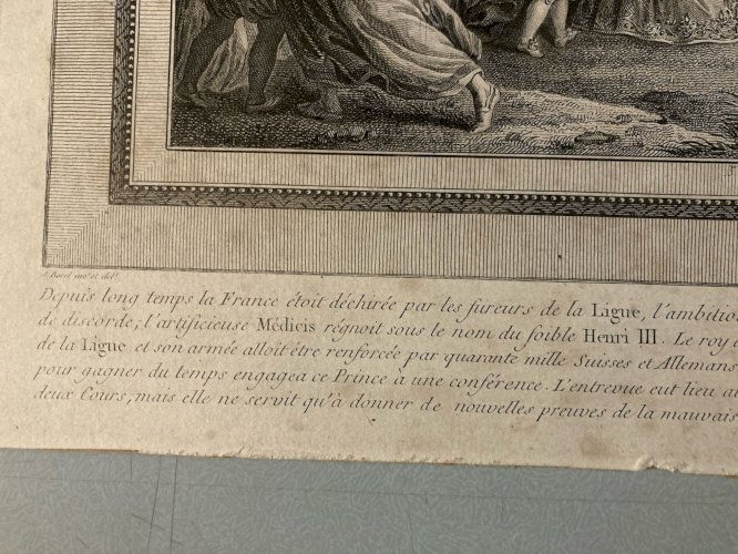 Gravure XIX 1810 Antique Henri IV Et Catherine De Médicis Estampe Ancien Dambrun