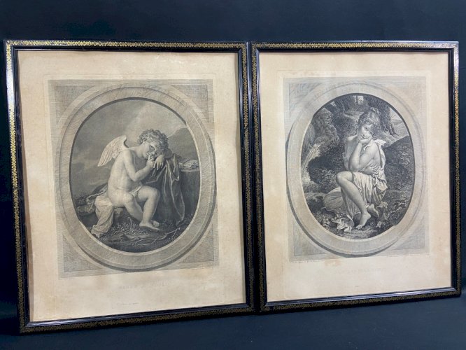 Gravure XIXe à la jeune femme titrée "Il n'est plus temps" Bouillon / Audouin