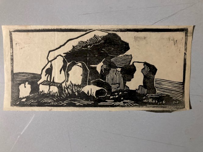 Gravure XIXe Bois Dolmen A Identifier Ancien Art Etching Estampe Original Old