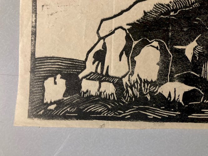 Gravure XIXe Bois Dolmen A Identifier Ancien Art Etching Estampe Original Old