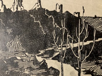 Gravure XIXe Bois Paysage A Identifier Ancien Art Etching Estampe Original Old