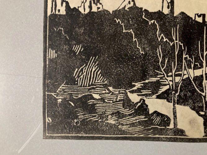Gravure XIXe Bois Paysage A Identifier Ancien Art Etching Estampe Original Old
