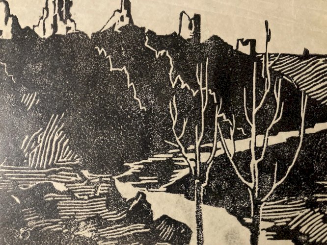 Gravure XIXe Bois Paysage A Identifier Ancien Art Etching Estampe Original Old