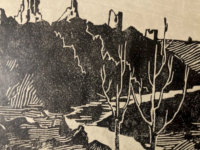 Gravure XIXe Bois Paysage A Identifier Ancien Art Etching Estampe Original Old