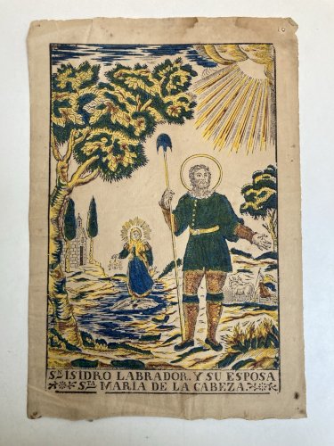 Gravure XIXe Bois Saint Isidore Le Laboureur Religion Jesus Christ Ancien Art