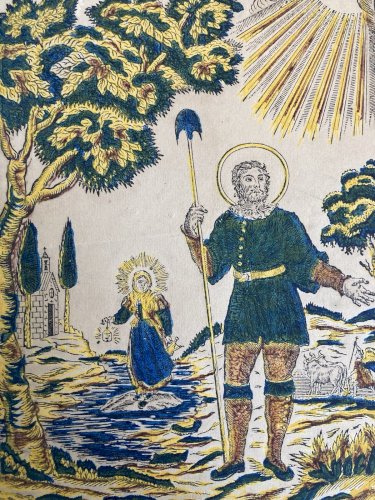 Gravure XIXe Bois Saint Isidore Le Laboureur Religion Jesus Christ Ancien Art