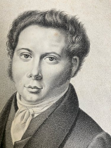 Gravure XIXe Estampe Ancien Peintre Auto Portrait Art Palette Peinture