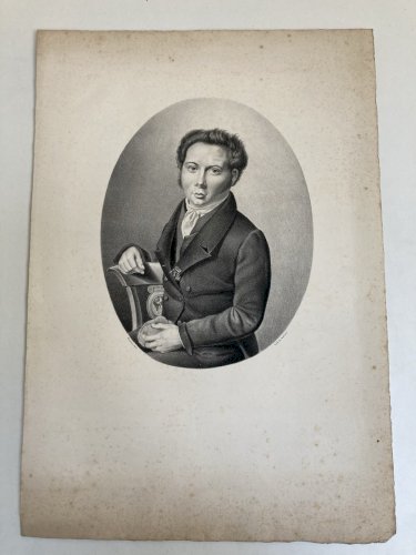 Gravure XIXe Estampe Ancien Peintre Auto Portrait Art Palette Peinture