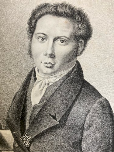 Gravure XIXe Estampe Ancien Peintre Auto Portrait Art Palette Peinture