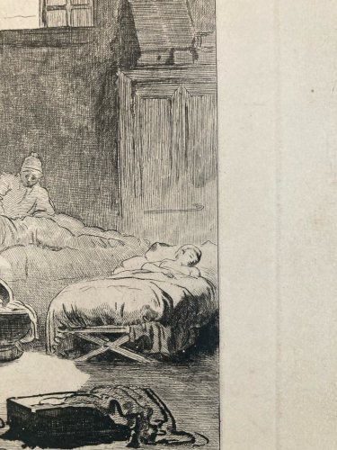 Gravure XIXe Fragonard Engraving Le Berceau Enfant Art Estampe Ancien Original