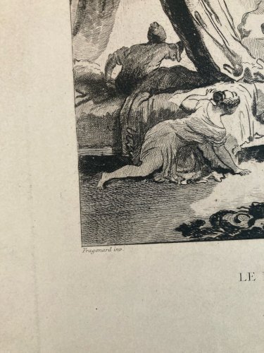 Gravure XIXe Fragonard Engraving Le Berceau Enfant Art Estampe Ancien Original
