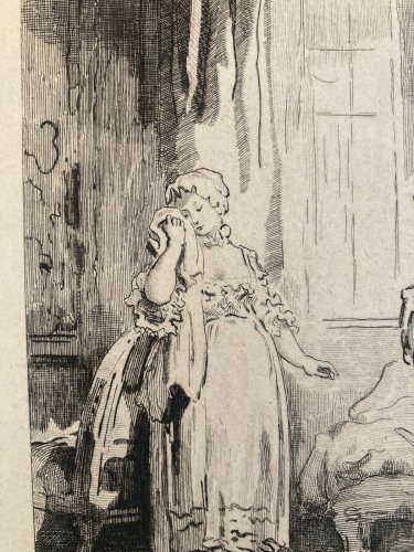 Gravure XIXe Fragonard Engraving Portrait Art Estampe Ancien Original Old