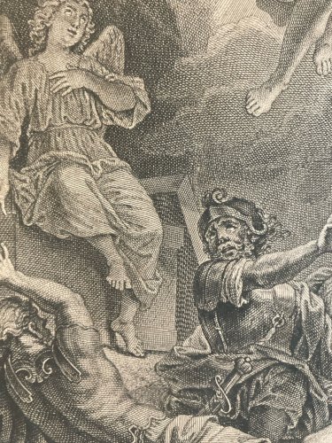 Gravure XIXe Jesus Christ église religion Ange À Identifier Ancien Art