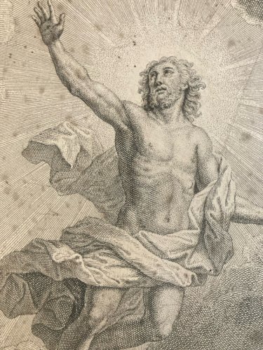 Gravure XIXe Jesus Christ église religion Ange À Identifier Ancien Art