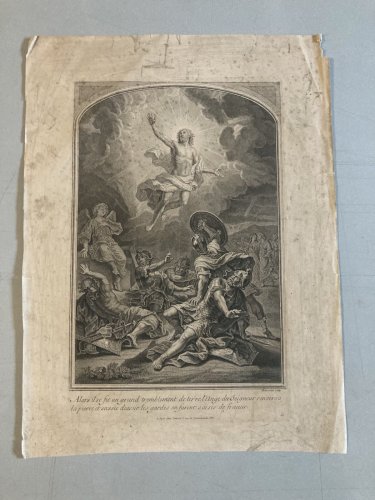 Gravure XIXe Jesus Christ église religion Ange À Identifier Ancien Art