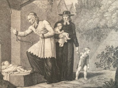Gravure XIXe Saint Vincent De Paul Paule a identifier Art Ancien Etching Old