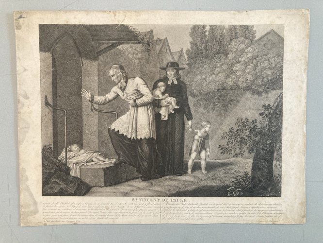 Gravure XIXe Saint Vincent De Paul Paule a identifier Art Ancien Etching Old