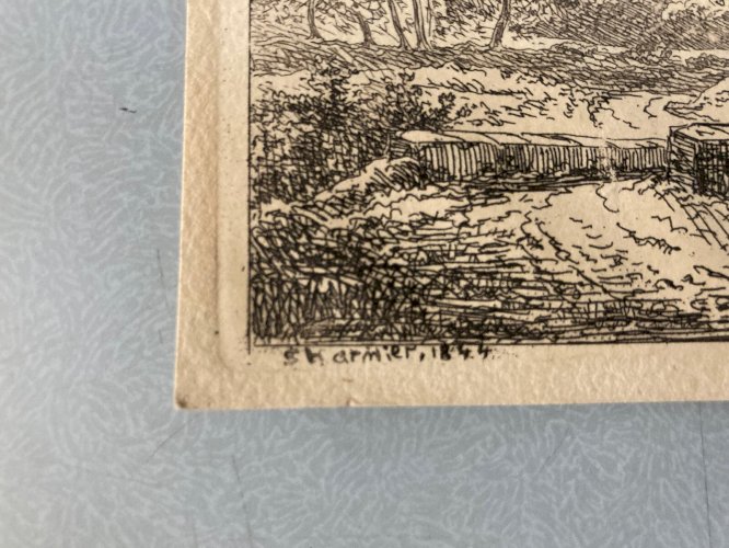 Gravure XIXe signée Jean-Claude Charmier 1844 Engraving signed Arbre