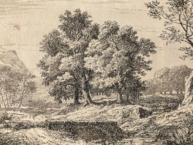 Gravure XIXe signée Jean-Claude Charmier 1844 Engraving signed Arbre