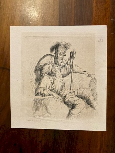 Gravure XIXe Trois Personnage A identifier Art Ancien Homme Estampe Pointe Sèche