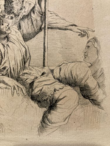 Gravure XIXe Trois Personnage A identifier Art Ancien Homme Estampe Pointe Sèche