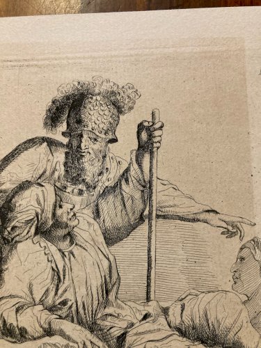 Gravure XIXe Trois Personnage A identifier Art Ancien Homme Estampe Pointe Sèche