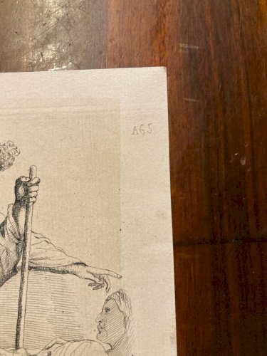 Gravure XIXe Trois Personnage A identifier Art Ancien Homme Estampe Pointe Sèche