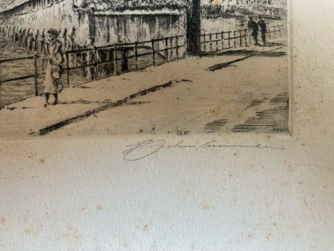 Gravure XIXe  Ville Luzerne Suisse  Art Ancien Lac A Identifier