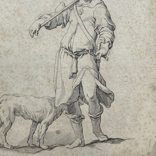Gravure XVIe par Abraham Bloemaert (1564-1651) représentant un soldat L1039