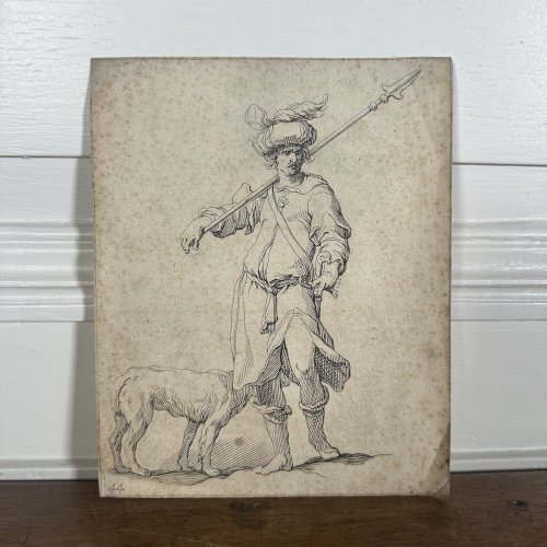 Gravure XVIe par Abraham Bloemaert (1564-1651) représentant un soldat L1039