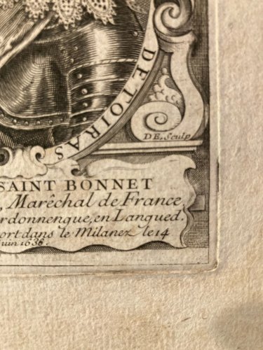 Gravure XVIIe Balthasar Moncornet Art Etching Ancien Jean Saint bonnet de toiras