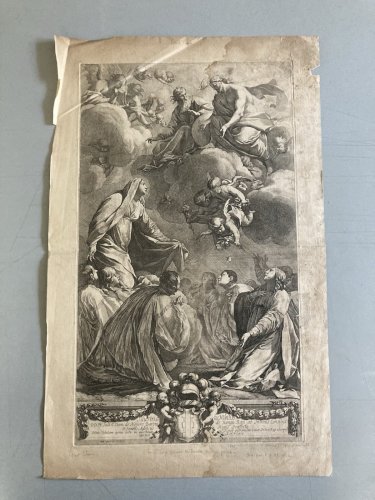 Gravure XVIIe Michel Dorigny Simon Voui  Vierge Marie La Madone des Jésuites Art