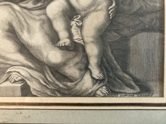 Gravure XVIII Sainte Vierge Marie  Jesus Christ Saint Jean Baptiste Etching Old