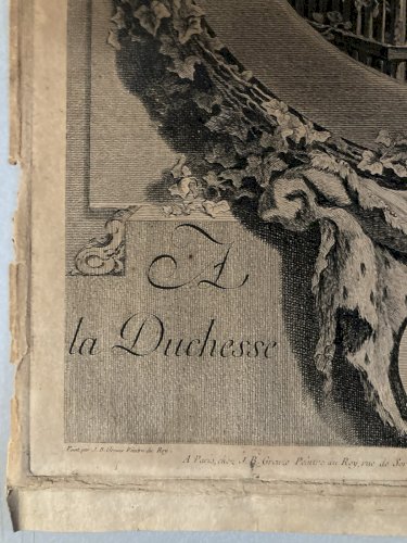 Gravure XVIIIE  Antique Femme Oiseau Mort Greuze Portrait Jean-Jacques Flipart