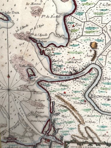 Gravure XVIIIe en couleur carte de l'Entrée de la Charente L9210