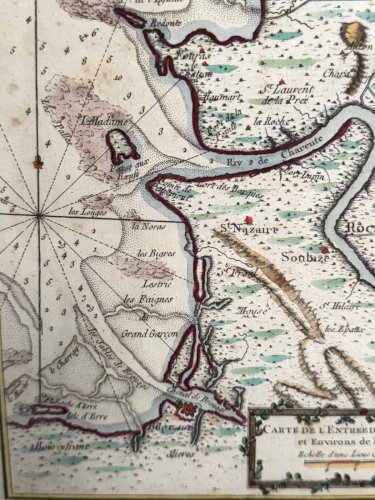 Gravure XVIIIe en couleur carte de l'Entrée de la Charente L9210
