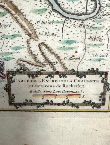 Gravure XVIIIe en couleur carte de l'Entrée de la Charente L9210