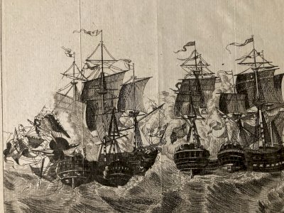 18th Century Engraving Jason Approaching The Chester The Cumberland Marine Ship LYS