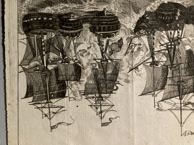 Gravure XVIIIe  Jason Abordant Le Chester Le Cumberland Marine Navire LYS