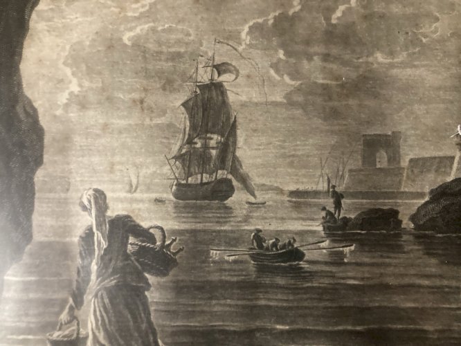 Gravure XVIIIe LES BAIGNEUSES 1762 JEAN JOSEPH BALECHOU CLAUDE JOSEPH VERNET Art