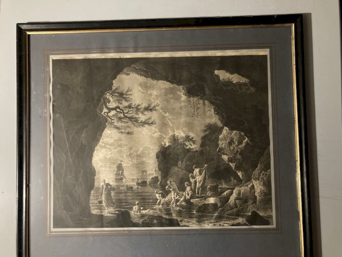 Gravure XVIIIe LES BAIGNEUSES 1762 JEAN JOSEPH BALECHOU CLAUDE JOSEPH VERNET Art