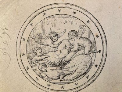 Gravure XVIIIe Ou XIXe Ange Putti Art Etching Ancien Old Amour Cupidon Estampe