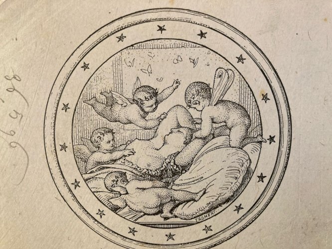 Gravure XVIIIe Ou XIXe Ange Putti Art Etching Ancien Old Amour Cupidon Estampe