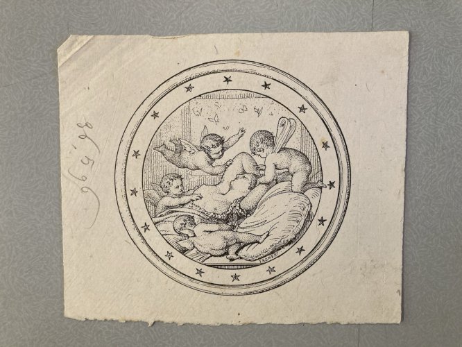Gravure XVIIIe Ou XIXe Ange Putti Art Etching Ancien Old Amour Cupidon Estampe