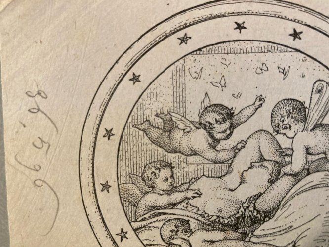 Gravure XVIIIe Ou XIXe Ange Putti Art Etching Ancien Old Amour Cupidon Estampe
